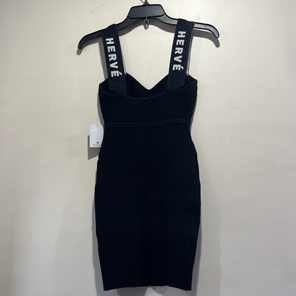 Herve by Herve Leger Logo-Strap Keyhole Ribbed Mini Bodycon Dress - Picture 8 of 12